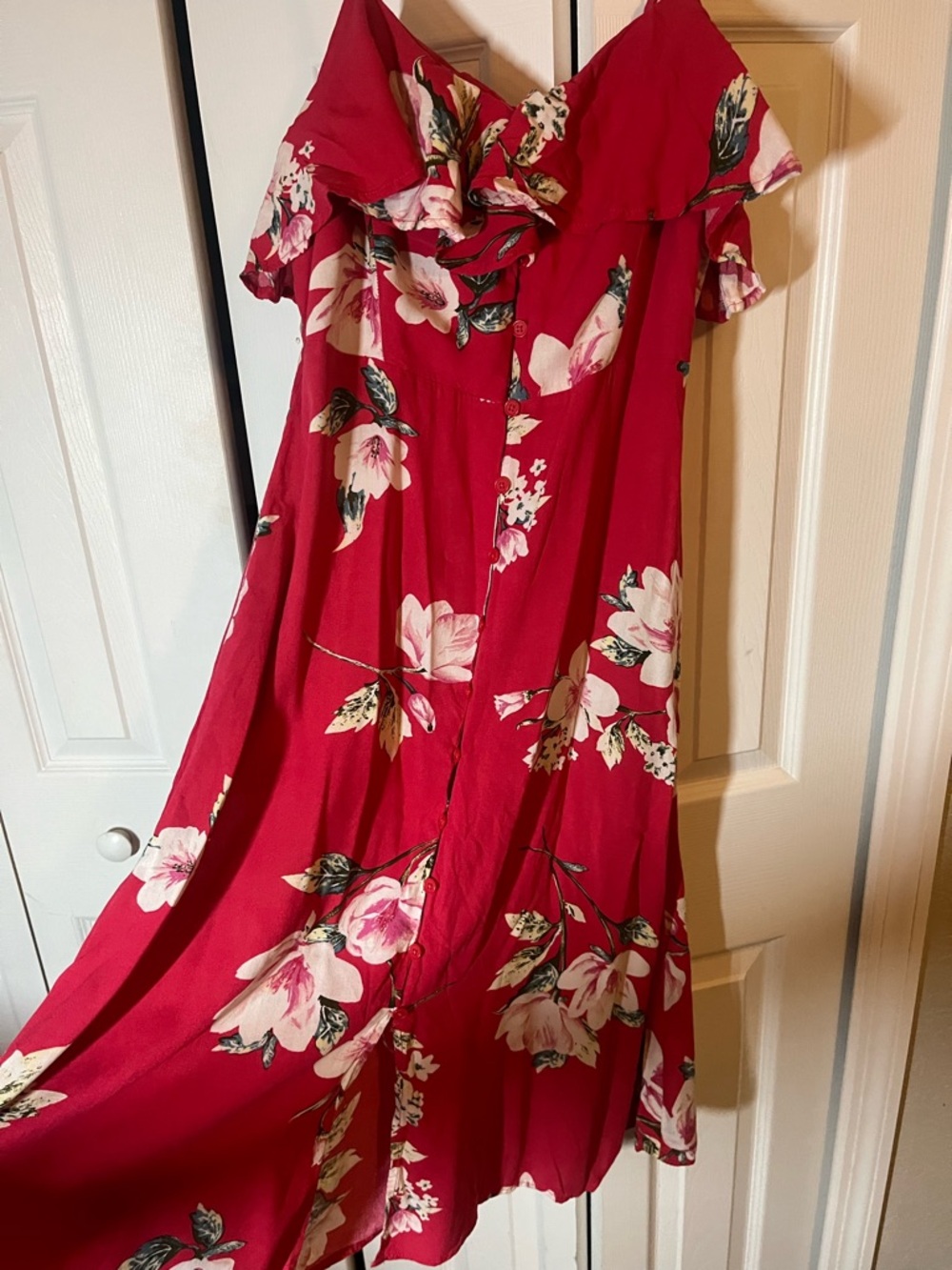 Beautiful Band of Gypsies red floral buttoned dress size Small - Picture 10 of 15